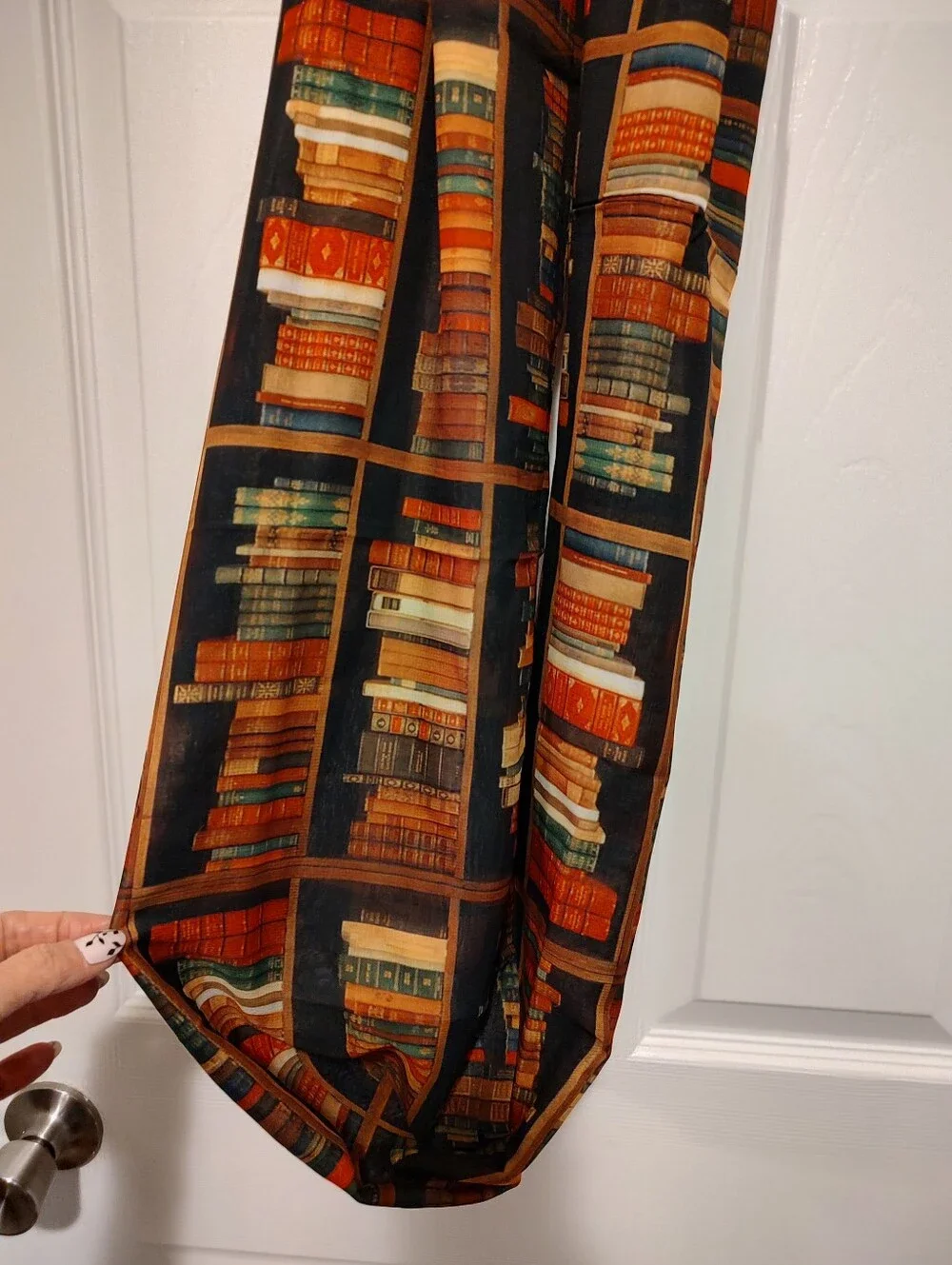 Bookcase Print Infinity Scarf in Black and Brown